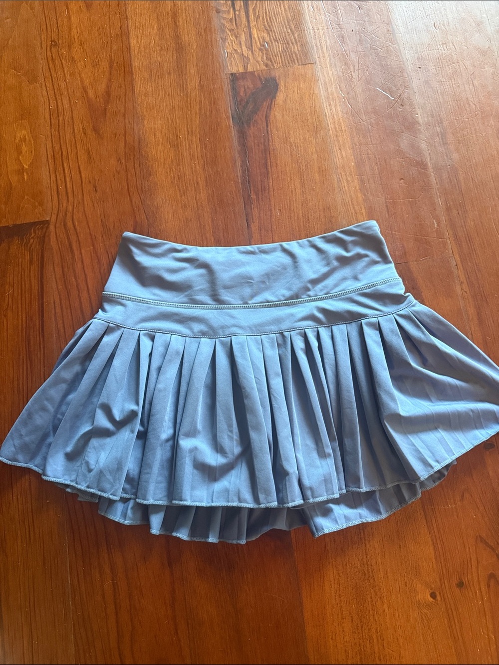 Light Blue Pleated Skater Skirt with Wide Waistband